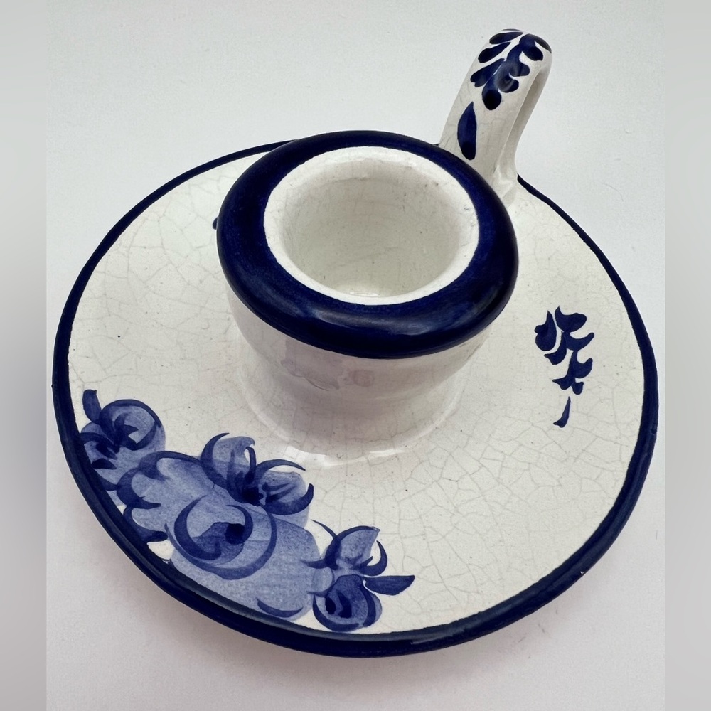 Vintage Hand Painted Portuguese Pottery Candlestick Holder - Picture 6 of 6